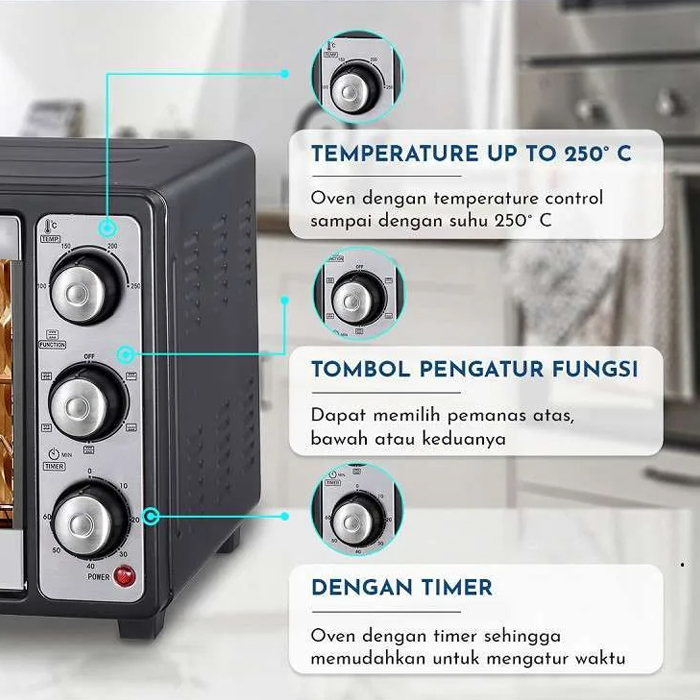 Sekai Oven Listrik 26 Liter - OV260 - Hitam